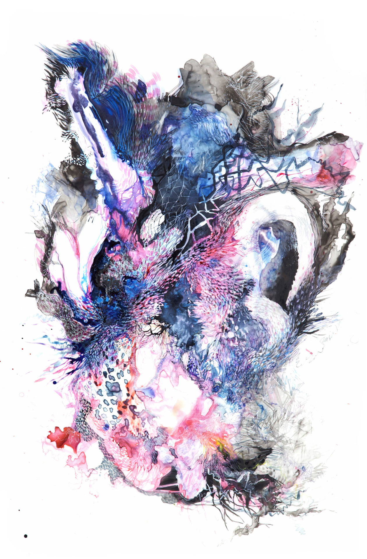  Paola Oxoa  Second Nature 8 , 2010,  Ink, gouache, and graphite on mylar,  36 x 24 in. (91.44 x 60.96 cm) 