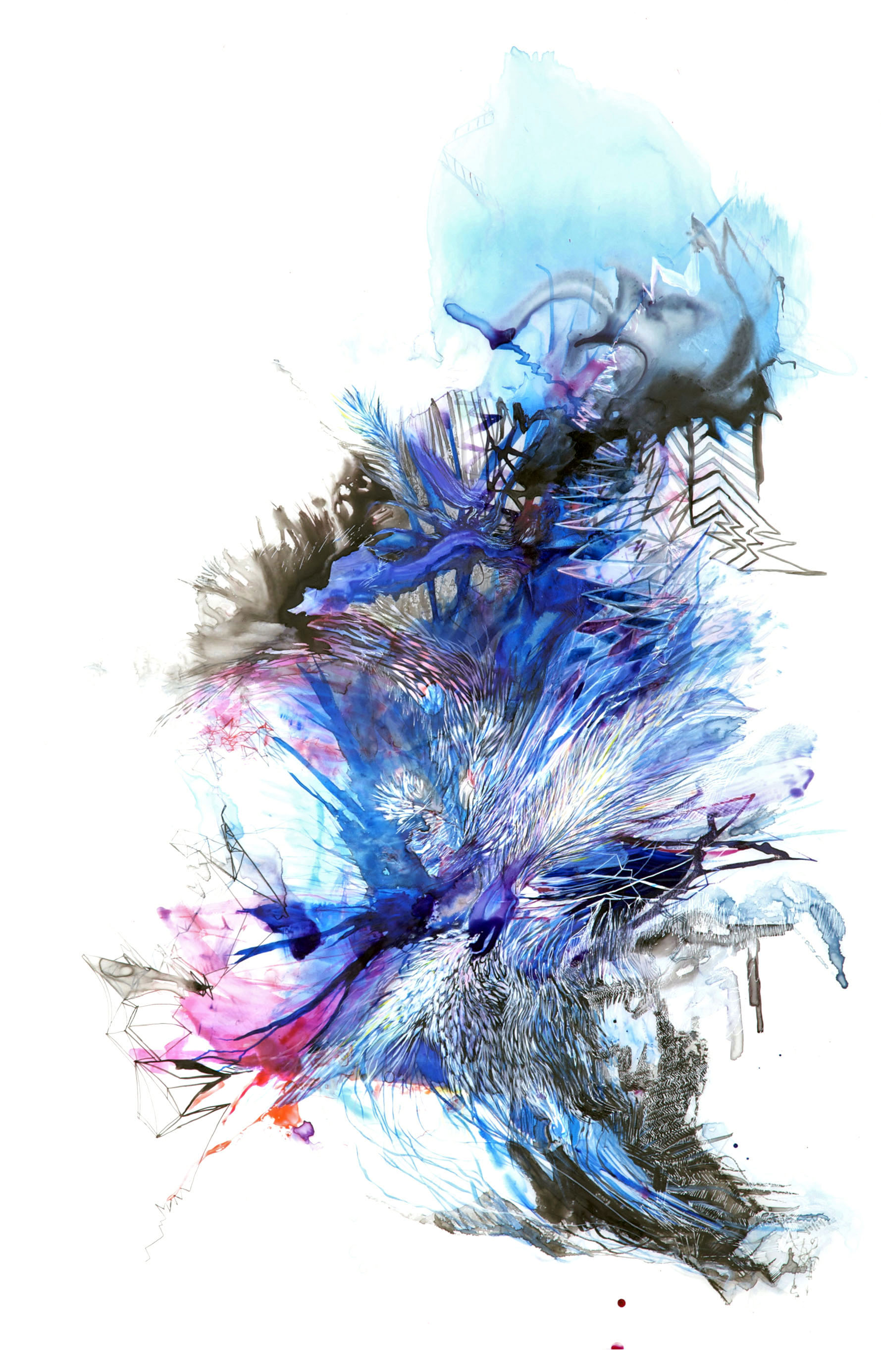 Paola Oxoa Second Nature 6 , 2009, Ink, gouache, and graphite on mylar, 36 x 24 in. (91.44 x 60.96 cm)
