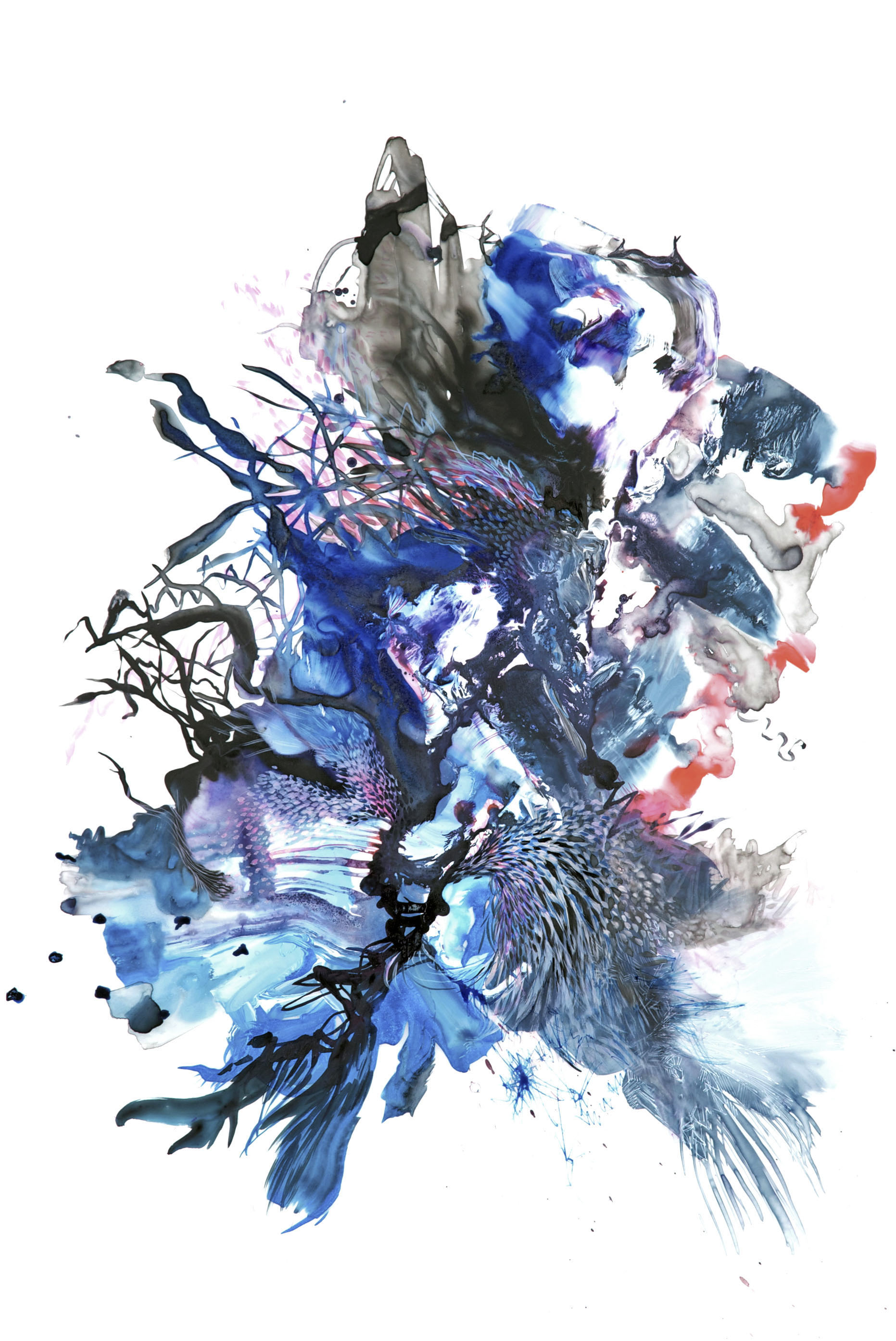 Paola Oxoa Second Nature 7 , 2009, Ink, gouache, and graphite on mylar, 36 x 24 in. (91.44 x 60.96 cm)