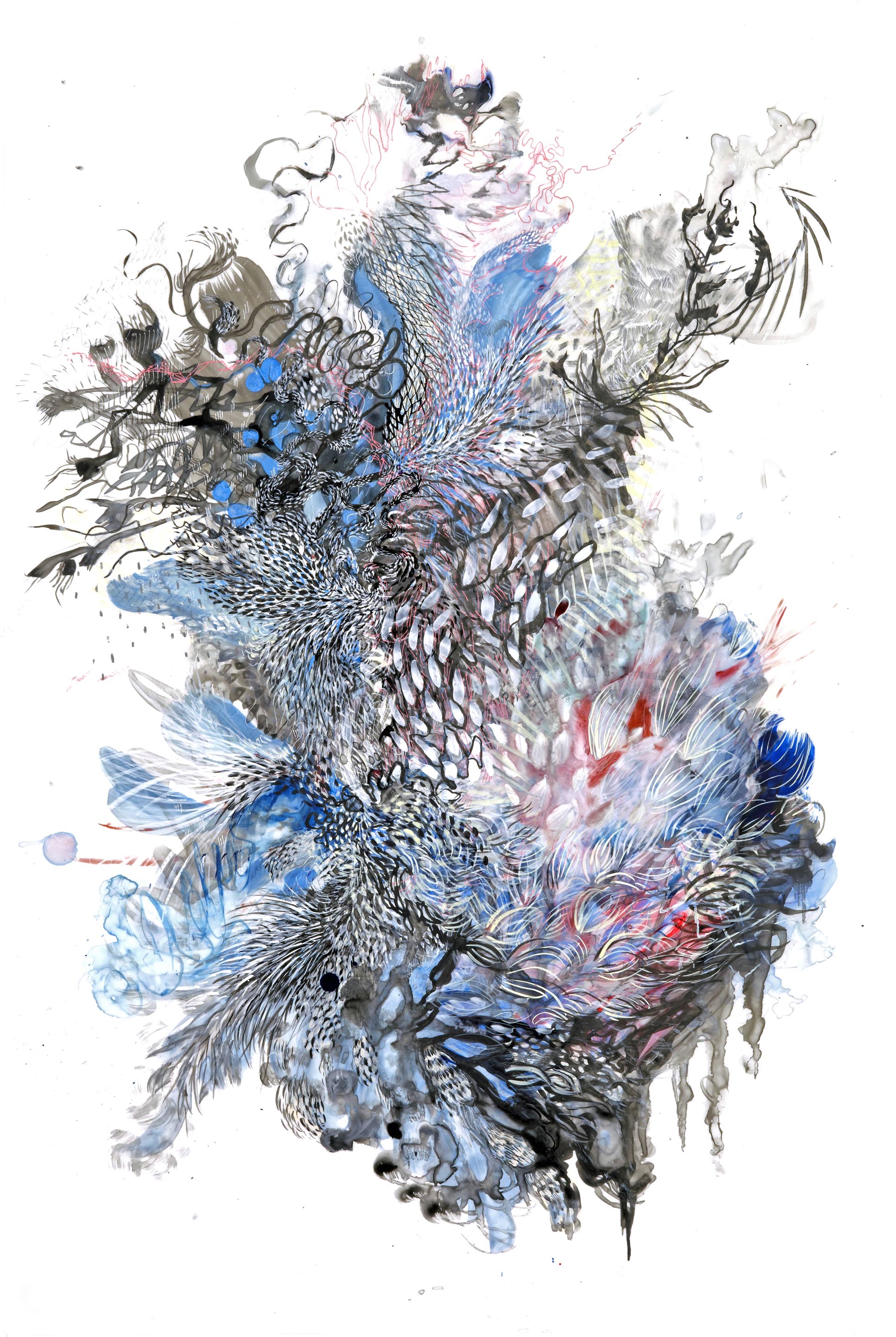  Paola Oxoa  Second Nature 14 , 2011, Ink, gouache, and graphite on mylar,  36 x 24 in. (91.44 x 60.96 cm) 