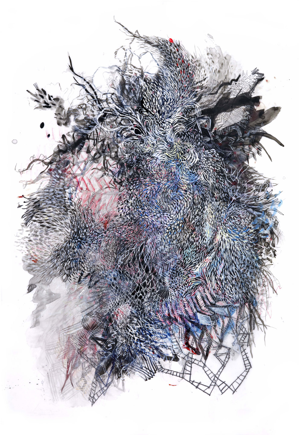 Paola Oxoa Second Nature 13 , 2011, Ink, gouache, and graphite on mylar, 36 x 24 in. (91.44 x 60.96 cm)