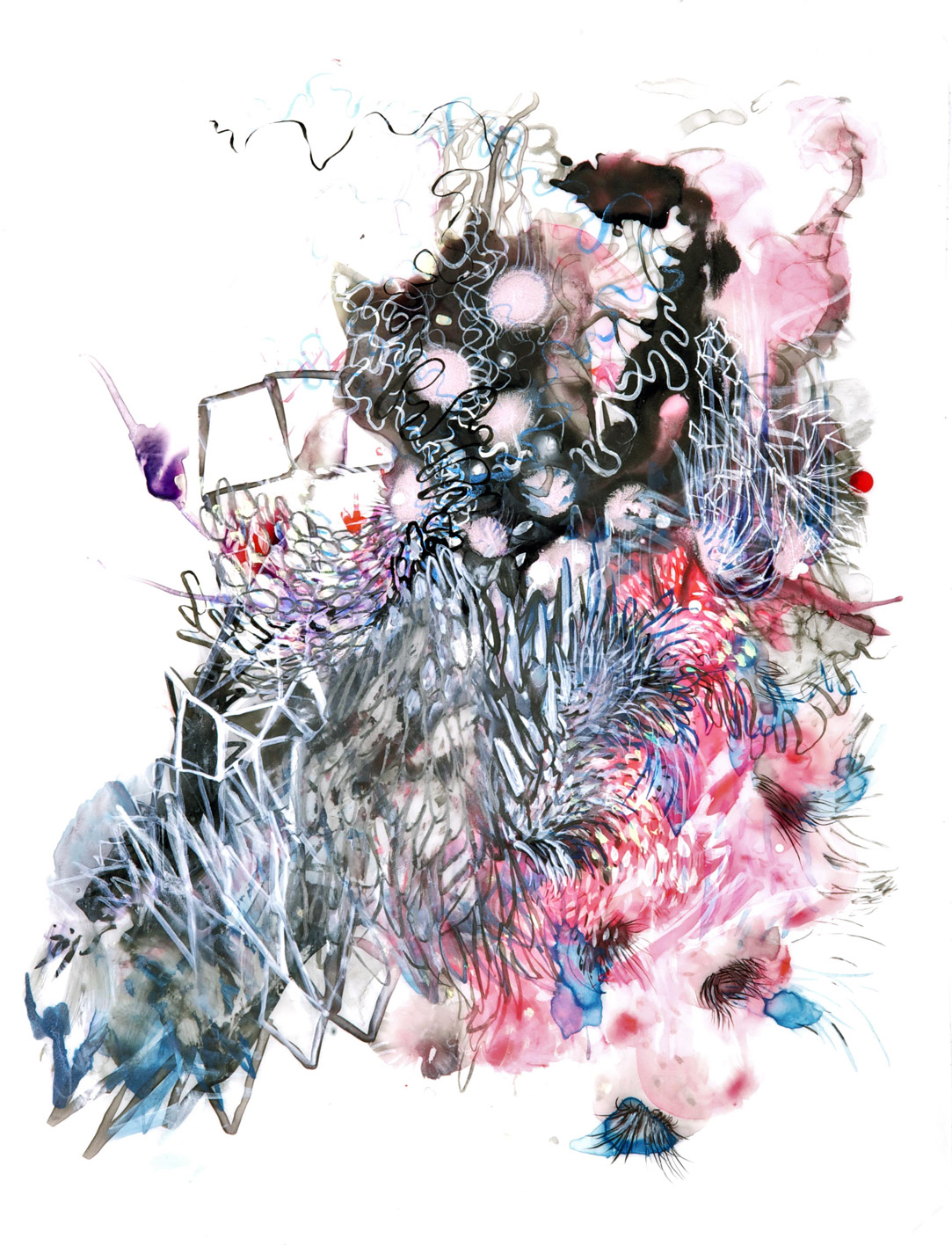 Paola Oxoa Confidence Test Drawing 11 , 2009, Ink, gouache, and graphite on mylar, 12 x 9 in. (30.48 x 22.86 cm)