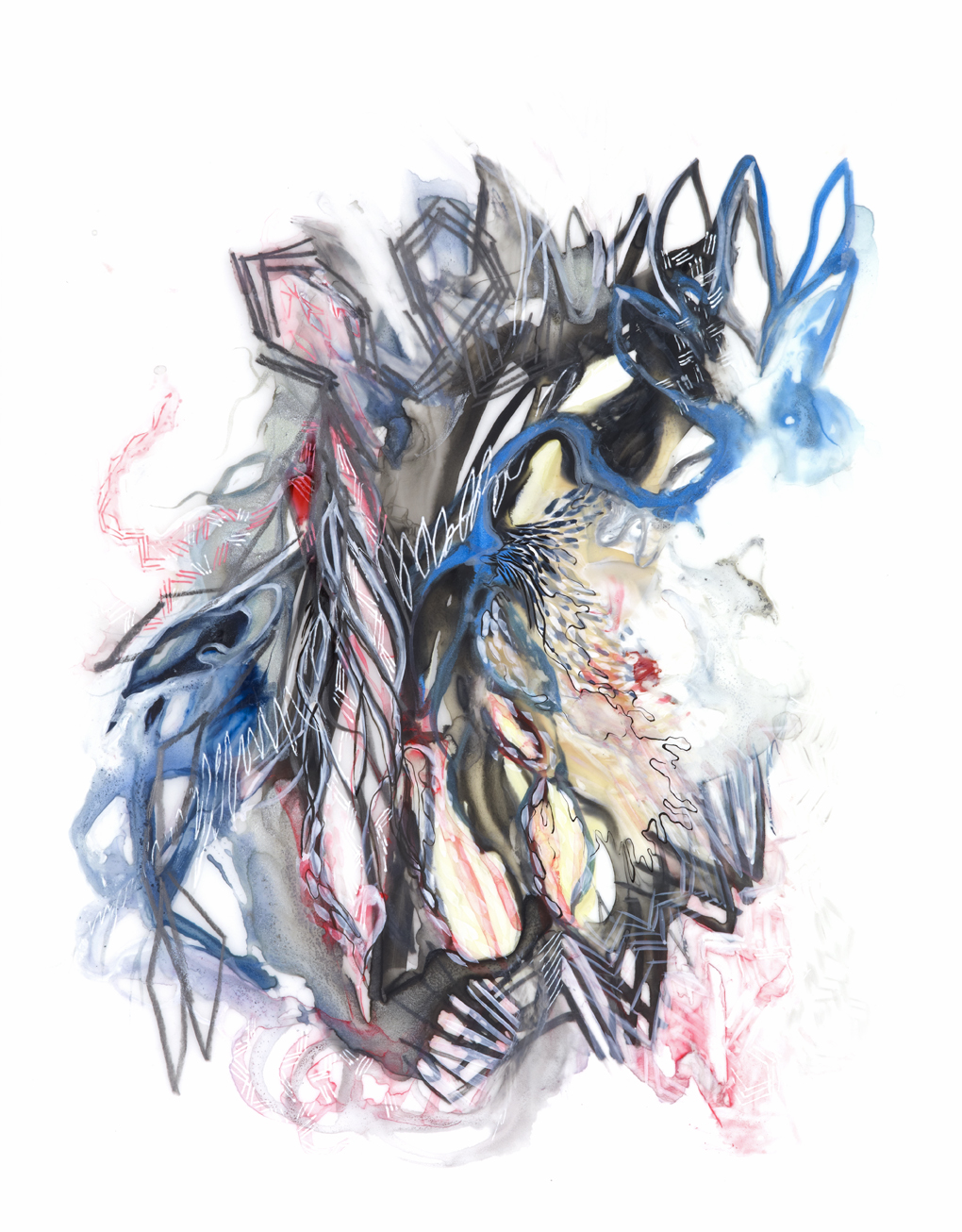 Paola Oxoa Confidence Test Drawing 06 , 2009, Ink, gouache, and graphite on mylar, 12 x 9 in. (30.48 x 22.86 cm)