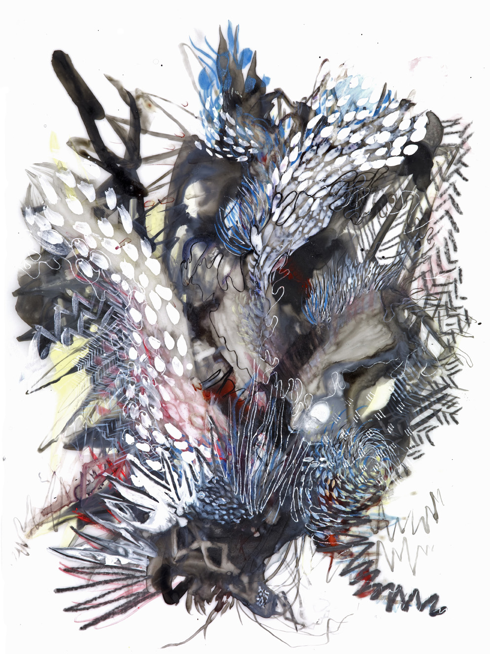 Paola Oxoa Confidence Test Drawing 05 , 2009, Ink, gouache, and graphite on mylar, 12 x 9 in. (30.48 x 22.86 cm)