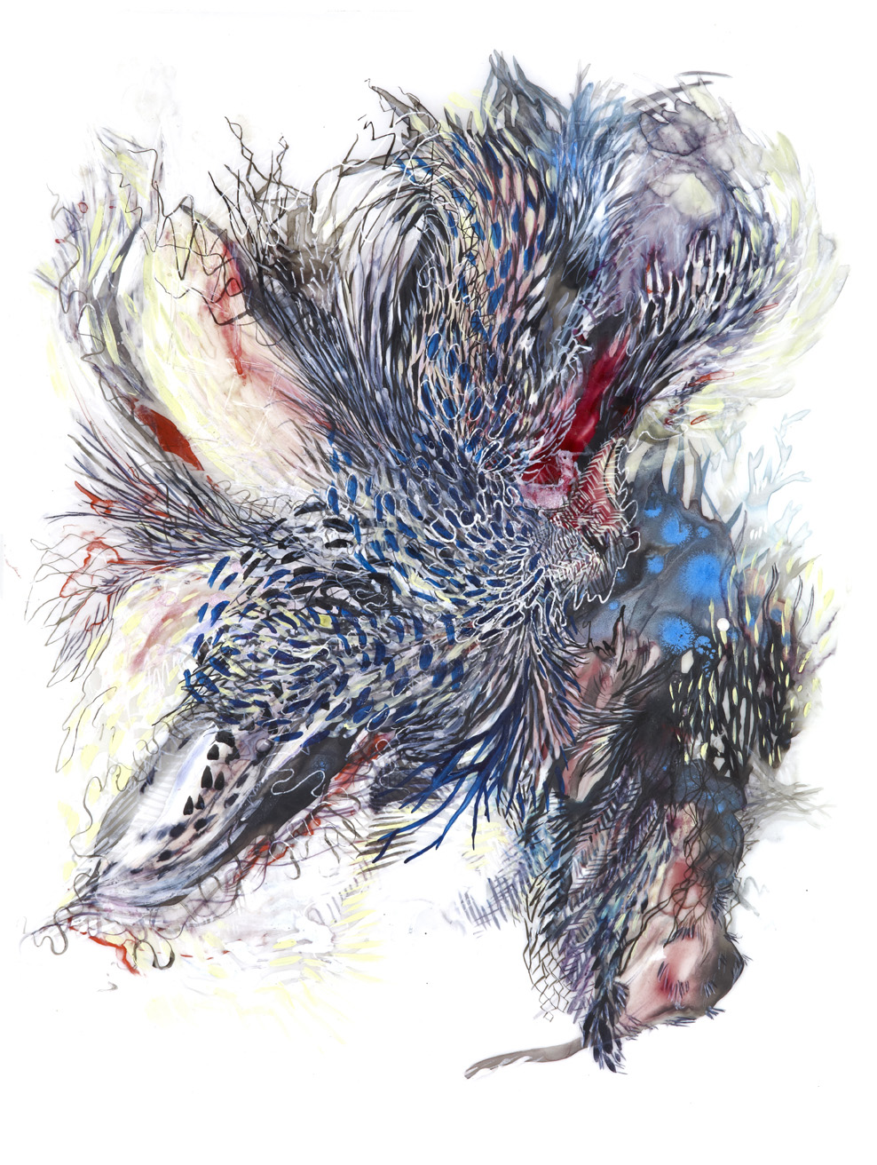 Paola Oxoa Confidence Test Drawing 16 , 2009, Ink, gouache, and graphite on mylar, 12 x 9 in. (30.48 x 22.86 cm)