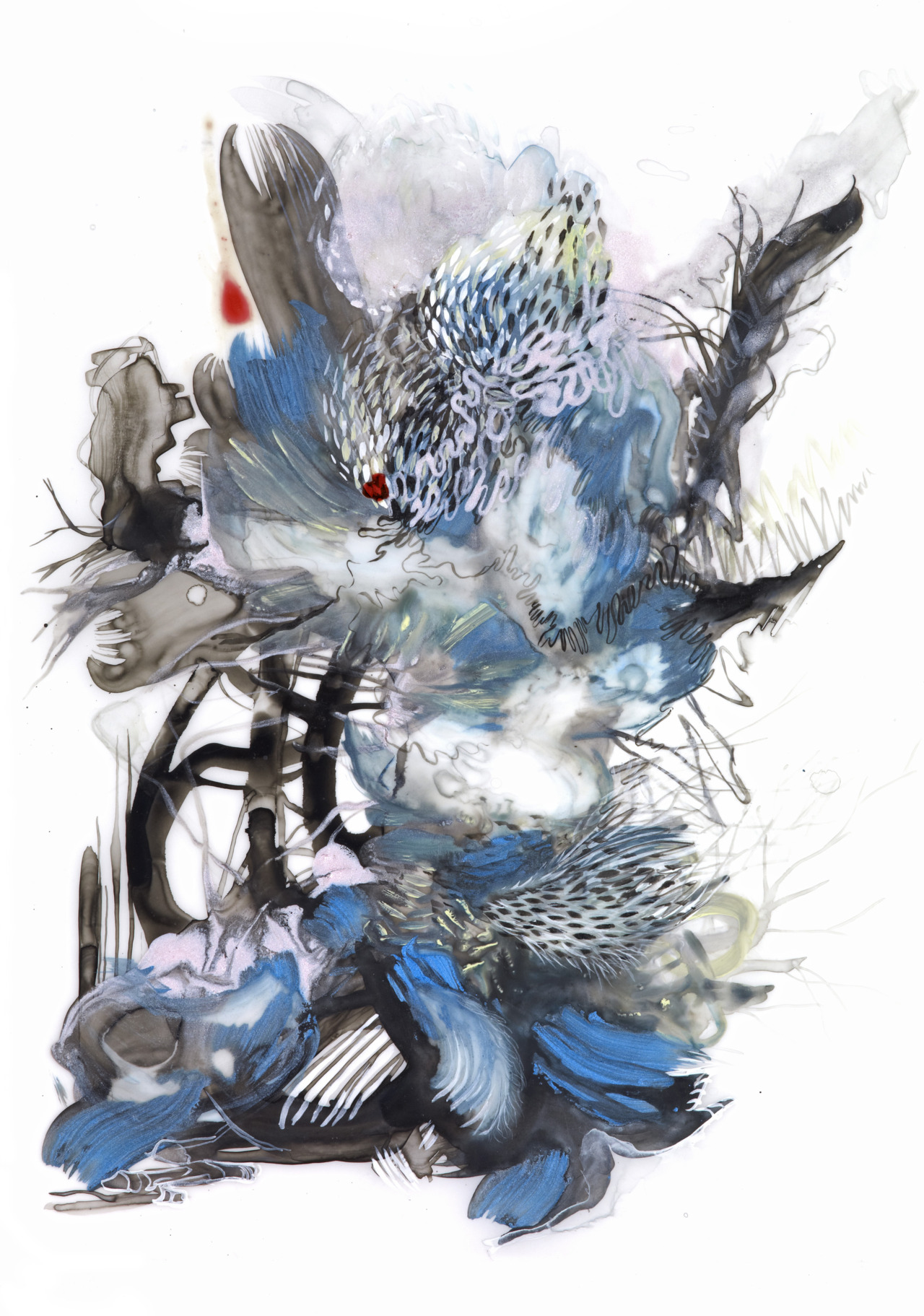 Paola Oxoa Confidence Test Drawing 33 , 2009, Ink, gouache, and graphite on mylar, 12 x 9 in. (30.48 x 22.86 cm)