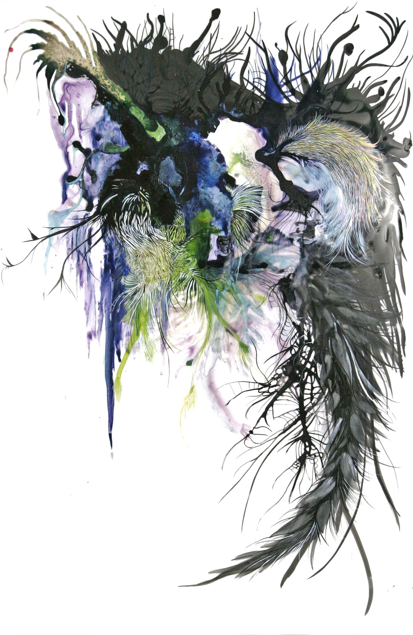 Paola Oxoa Second Nature 1 , 2007, Ink, gouache, and graphite on mylar, 36 x 24 in. (91.44 x 60.96 cm)