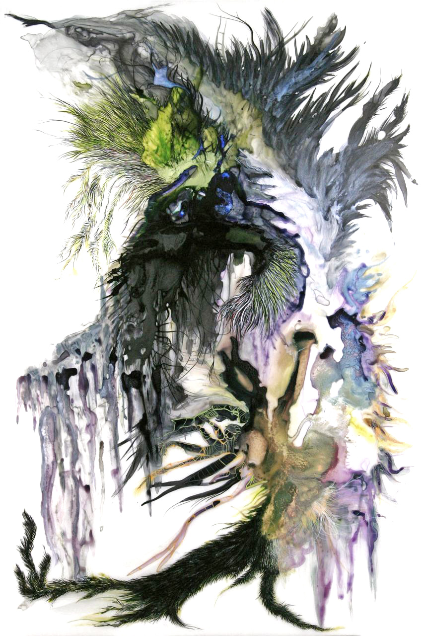 Paola Oxoa Second Nature 2 , 2007, Ink, gouache, and graphite on mylar, 36 x 24 in. (91.44 x 60.96 cm)