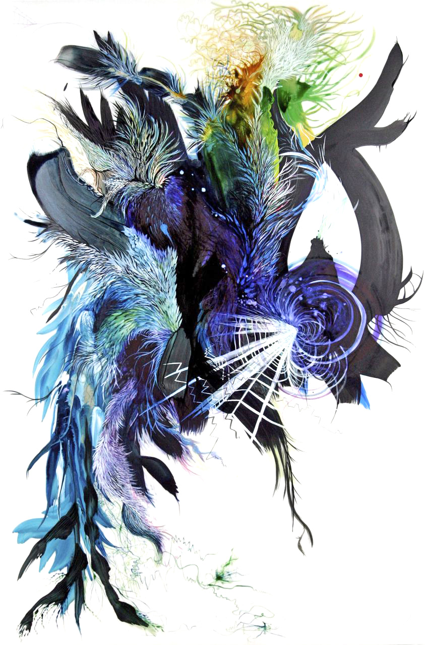  Paola Oxoa  Second Nature 5 , 2007,  Ink, gouache, and graphite on mylar,  36 x 24 in. (91.44 x 60.96 cm) 