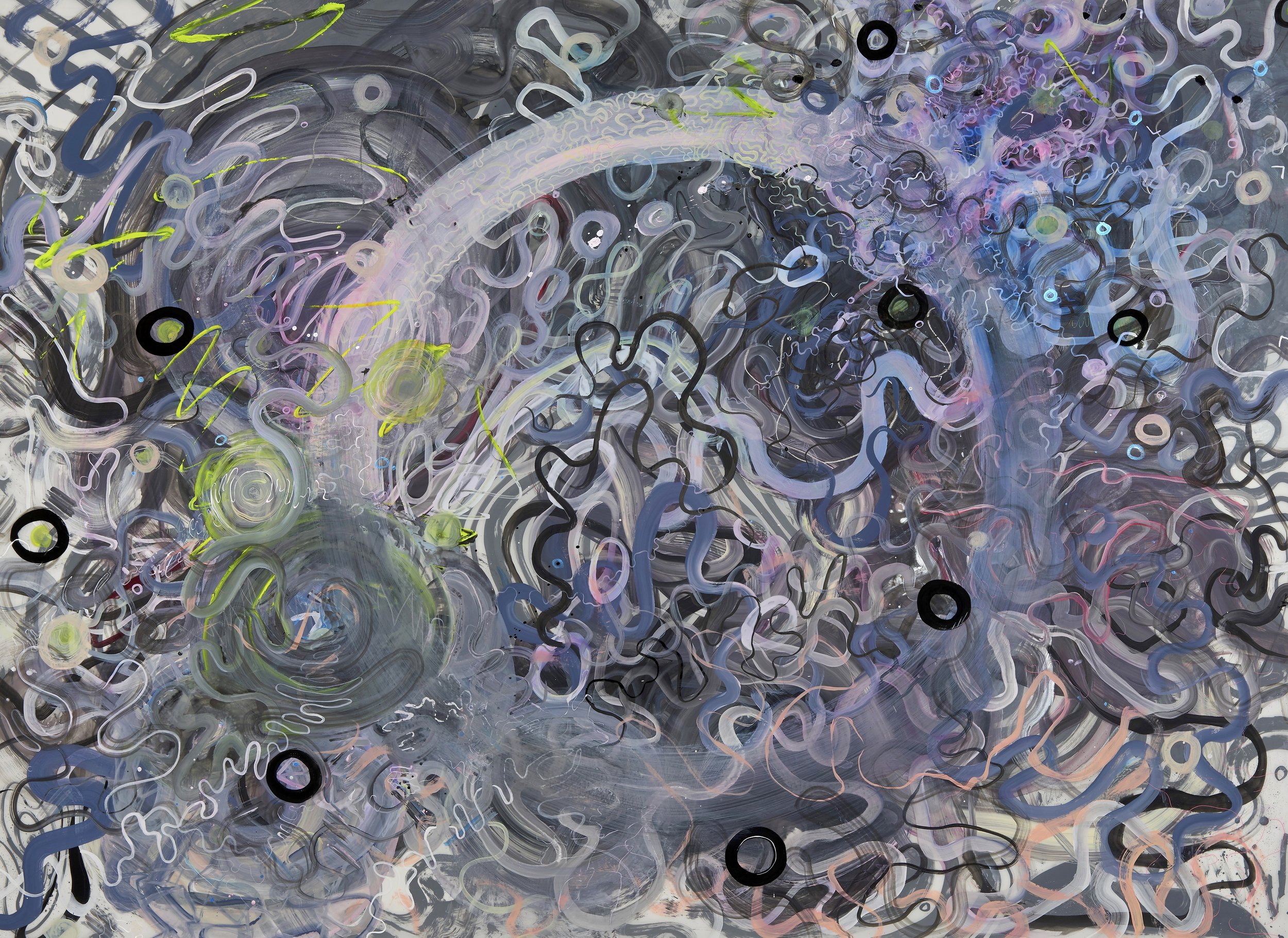 Paola Oxoa Vision Quest , 2017, gesso, ink, gouache, and graphite on mylar, 44 x 60 in.