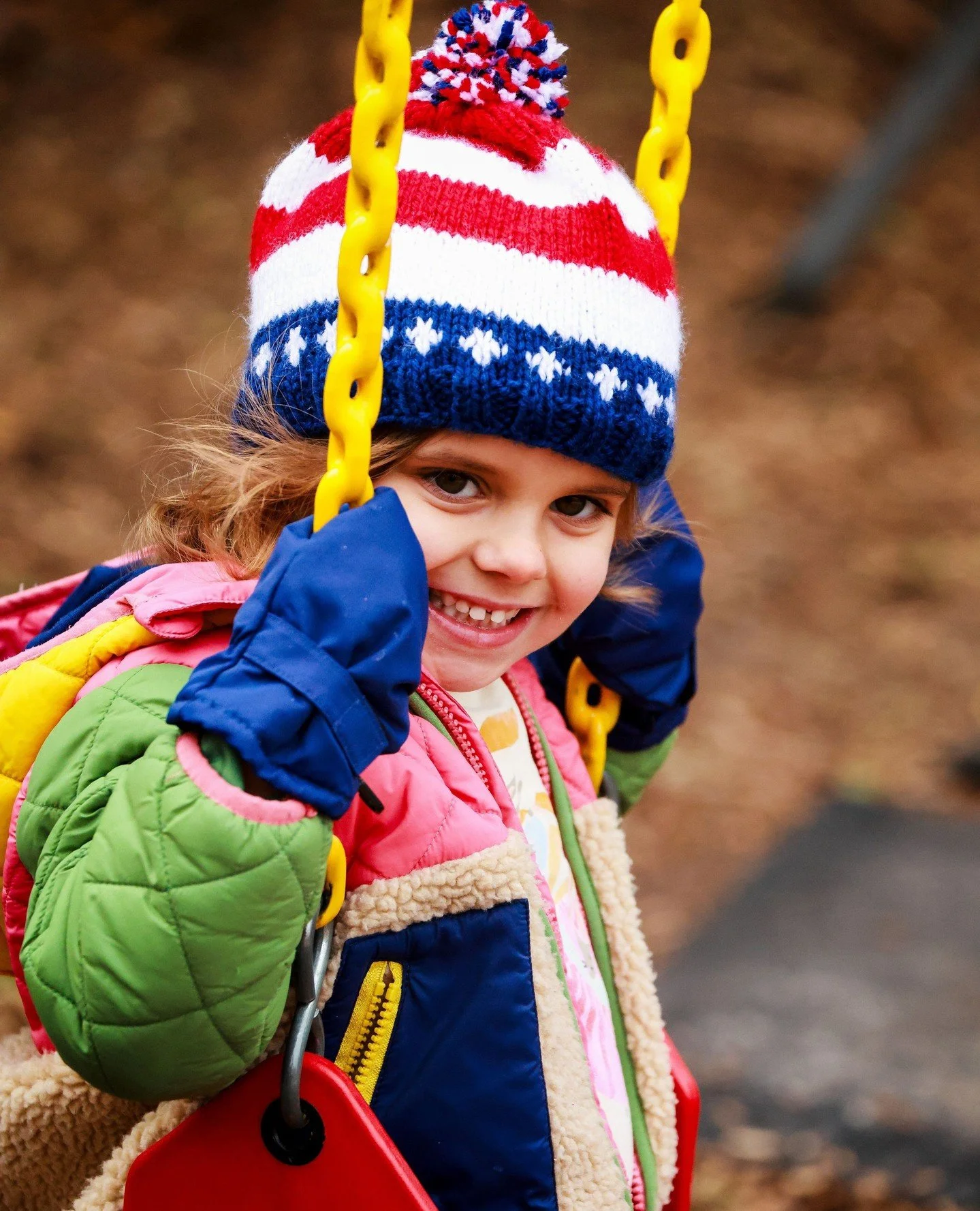 Swinging is a super fun and a beneficial activity for preschoolers. It helps build core strength, boosts balance, and improves posture.
