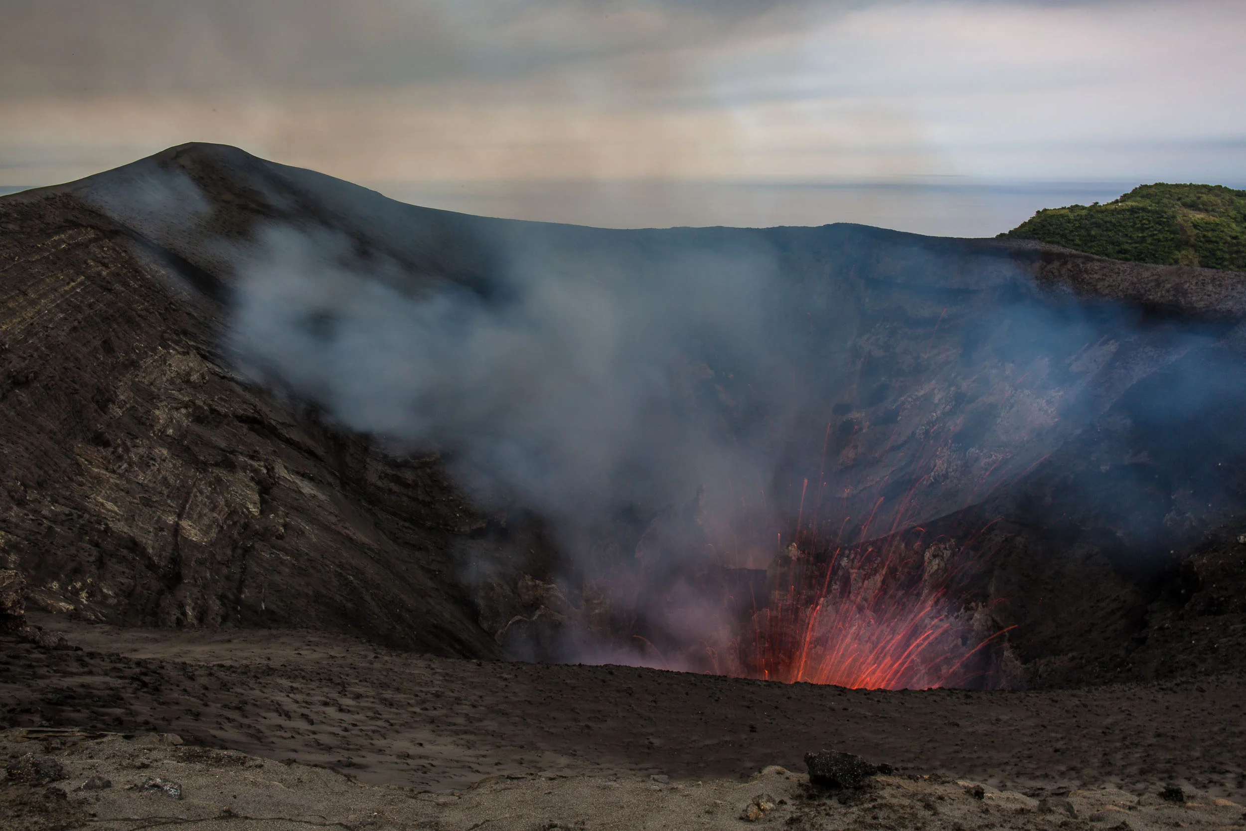 The volcano as the daylight fades, with a long exposure