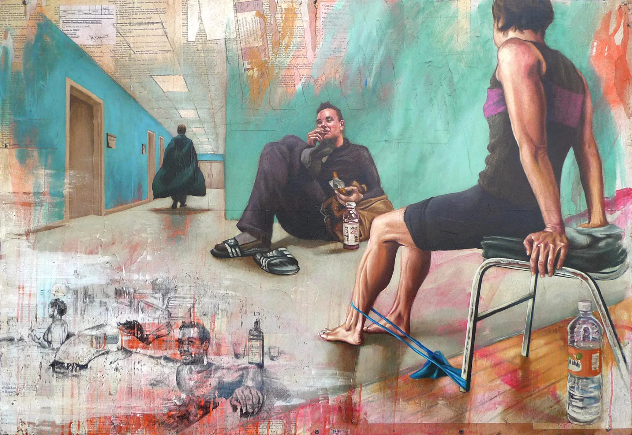 Crooked Dreams No Longer Alone Mixed Media on Wood Panel 48in x 33in