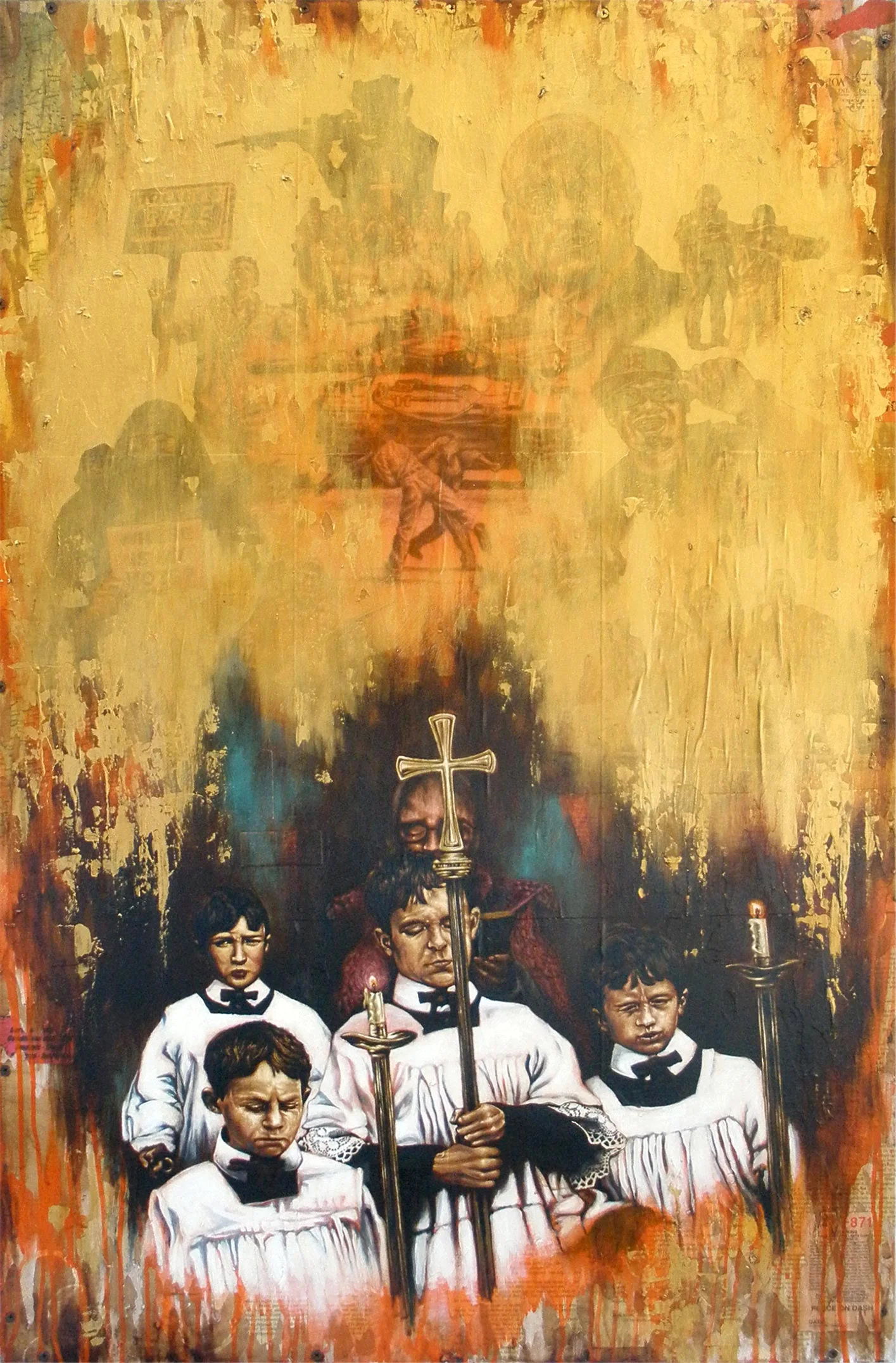 In Mind We Distrust Mixed Media on Wood Panel 30in x 48in