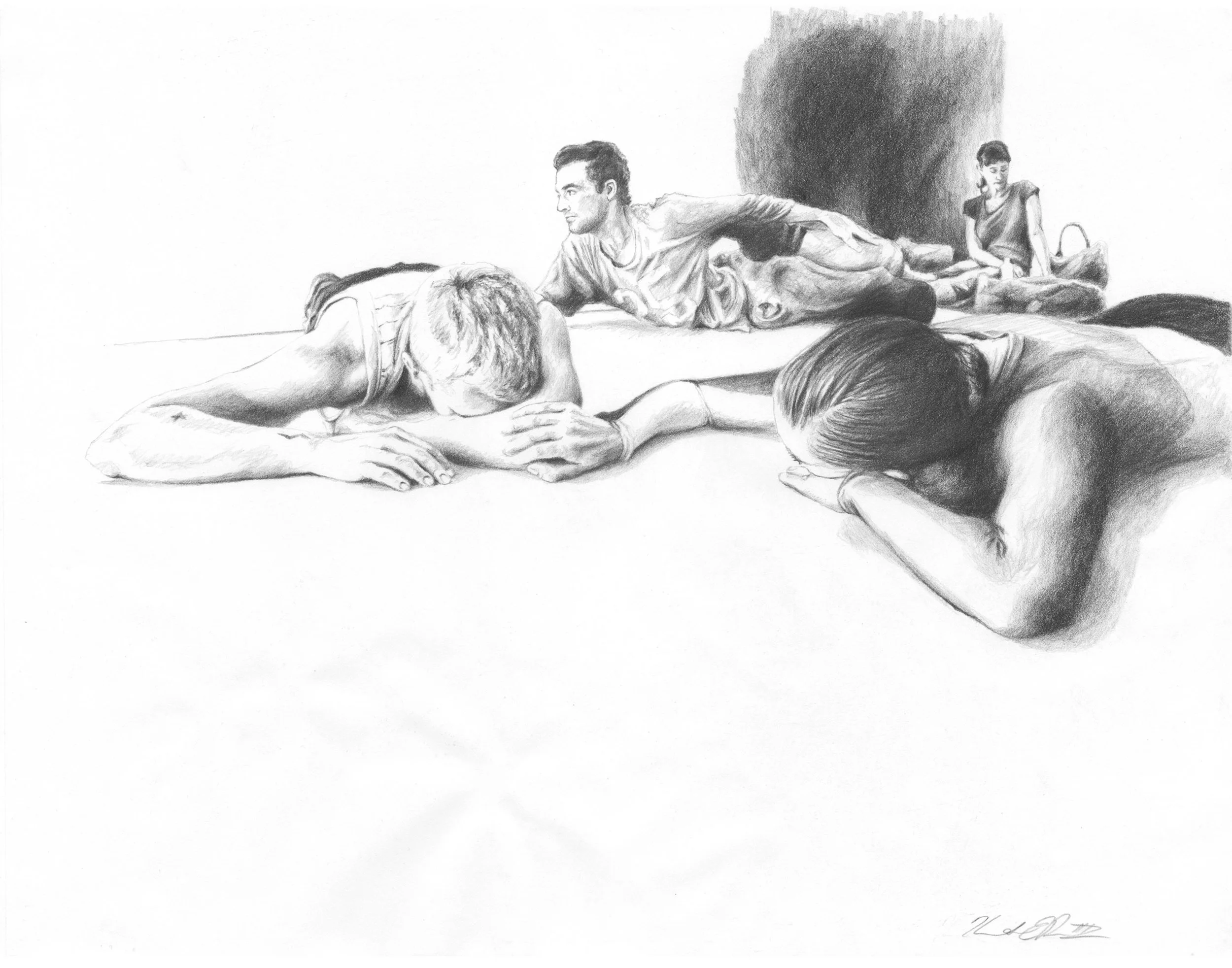 Between Shows Graphite on Paper 14in x 11in