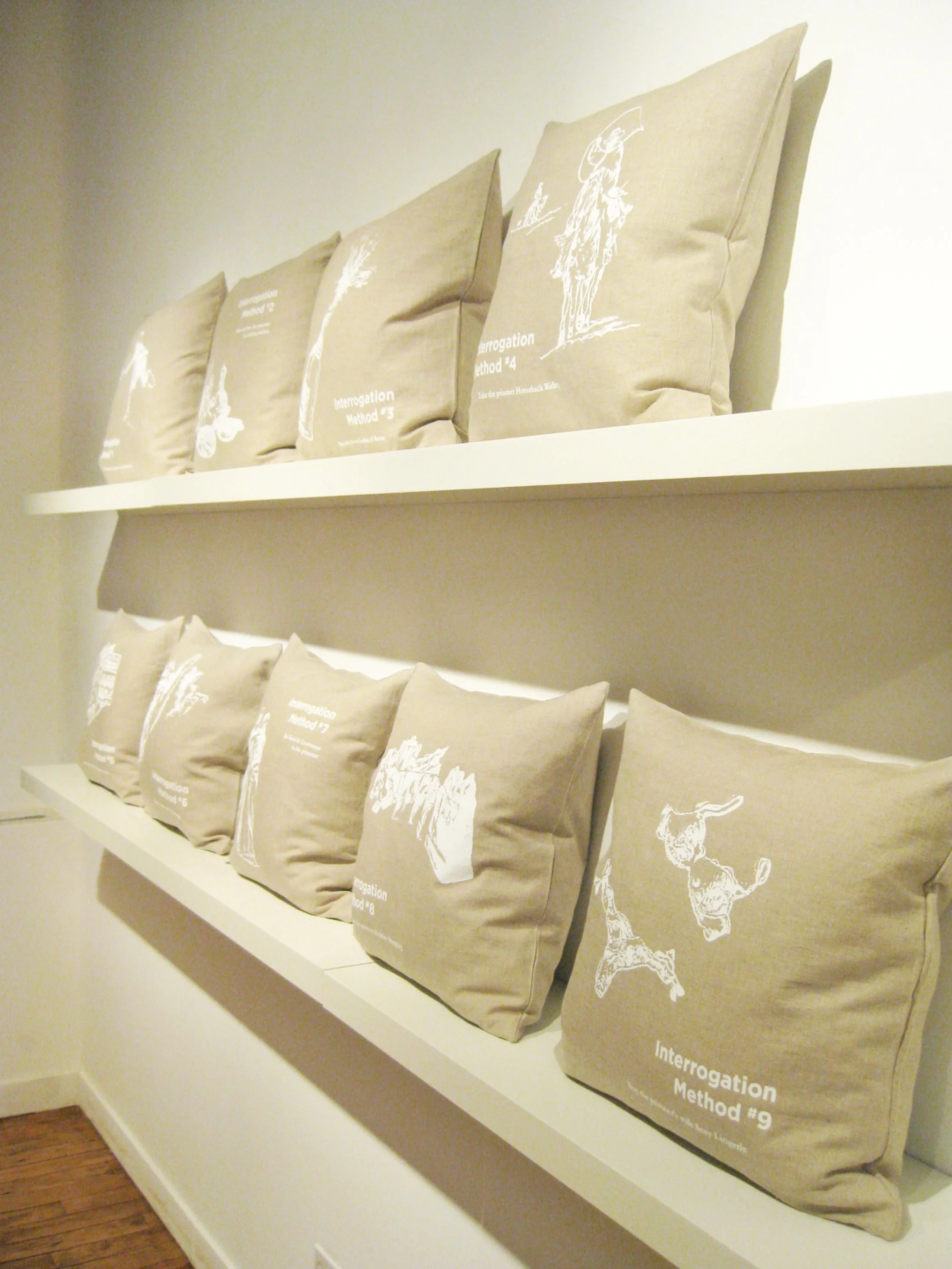 Interrogation Pillow Series Limited Edition Silkscreen Throw Pillows 18in x 18in 5in deep