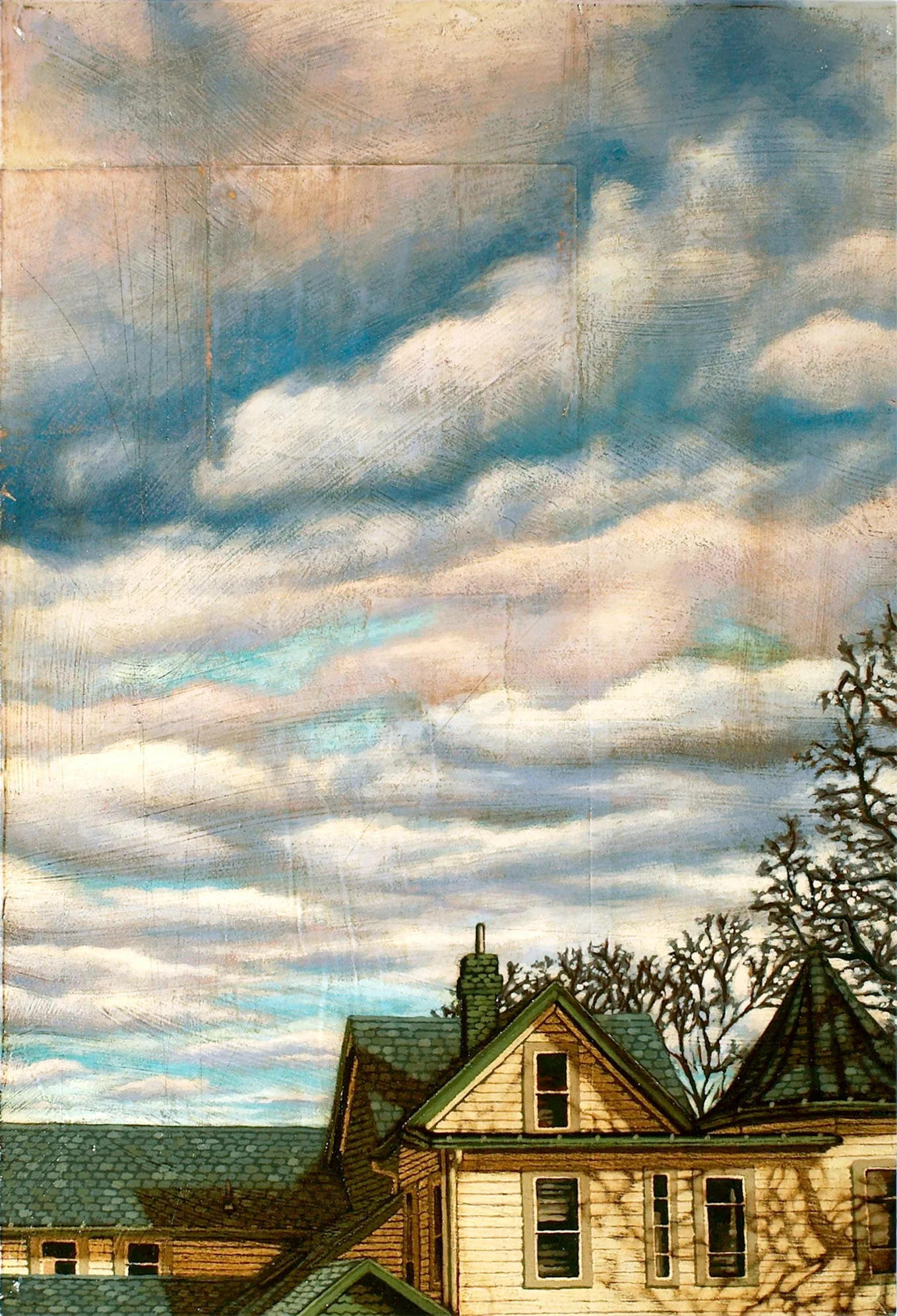 Home That Day Mixed Media Painting 12.25in x 18.25in