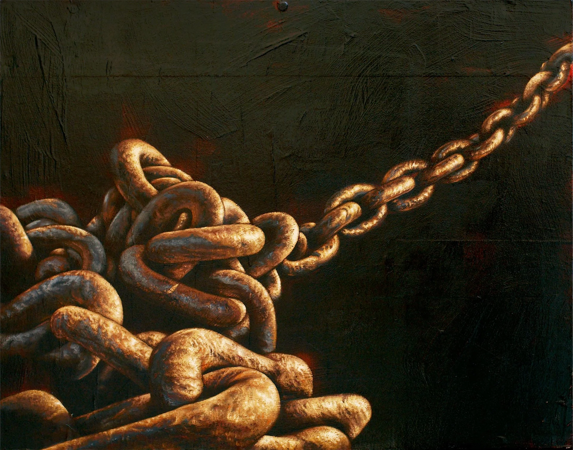 Chains Holding Mixed Media Painting 22in x 18in