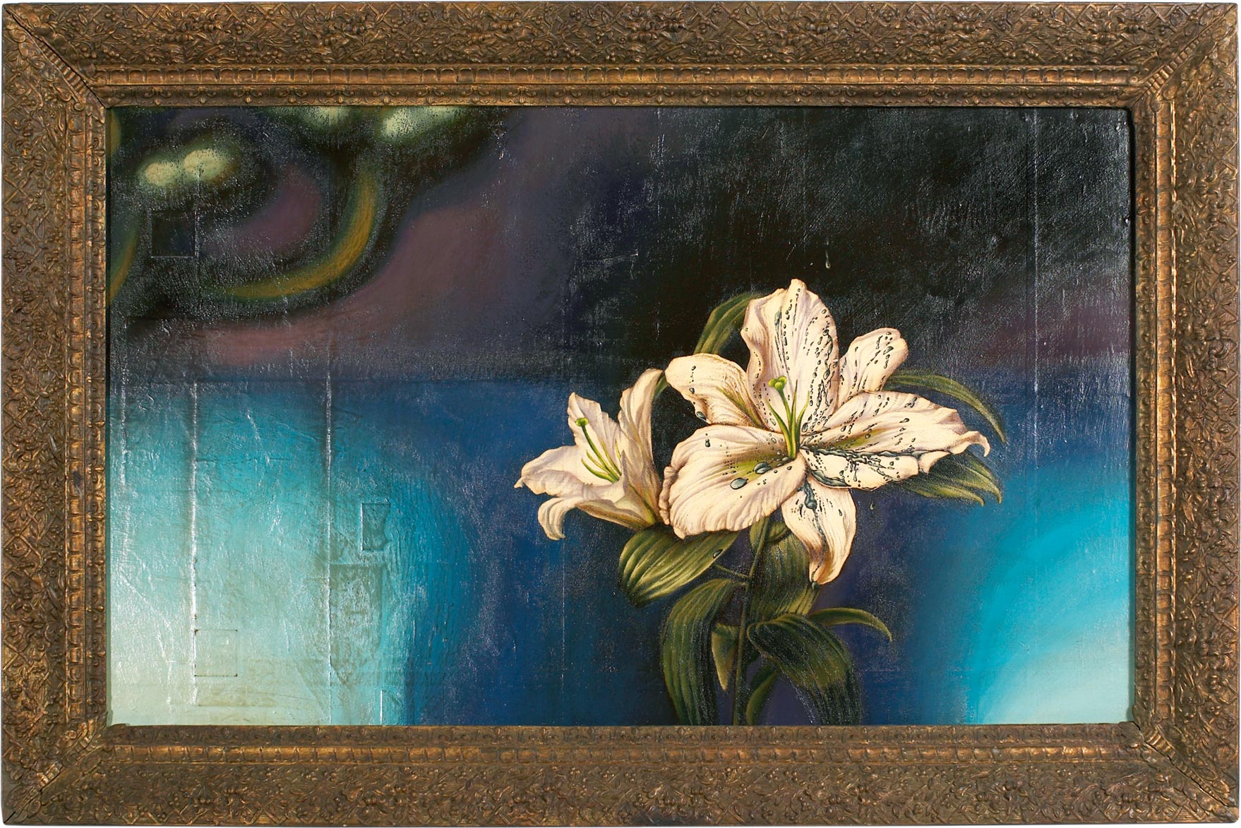    Black Lily Sunday   Mixed Media Painting 42in x 28in 