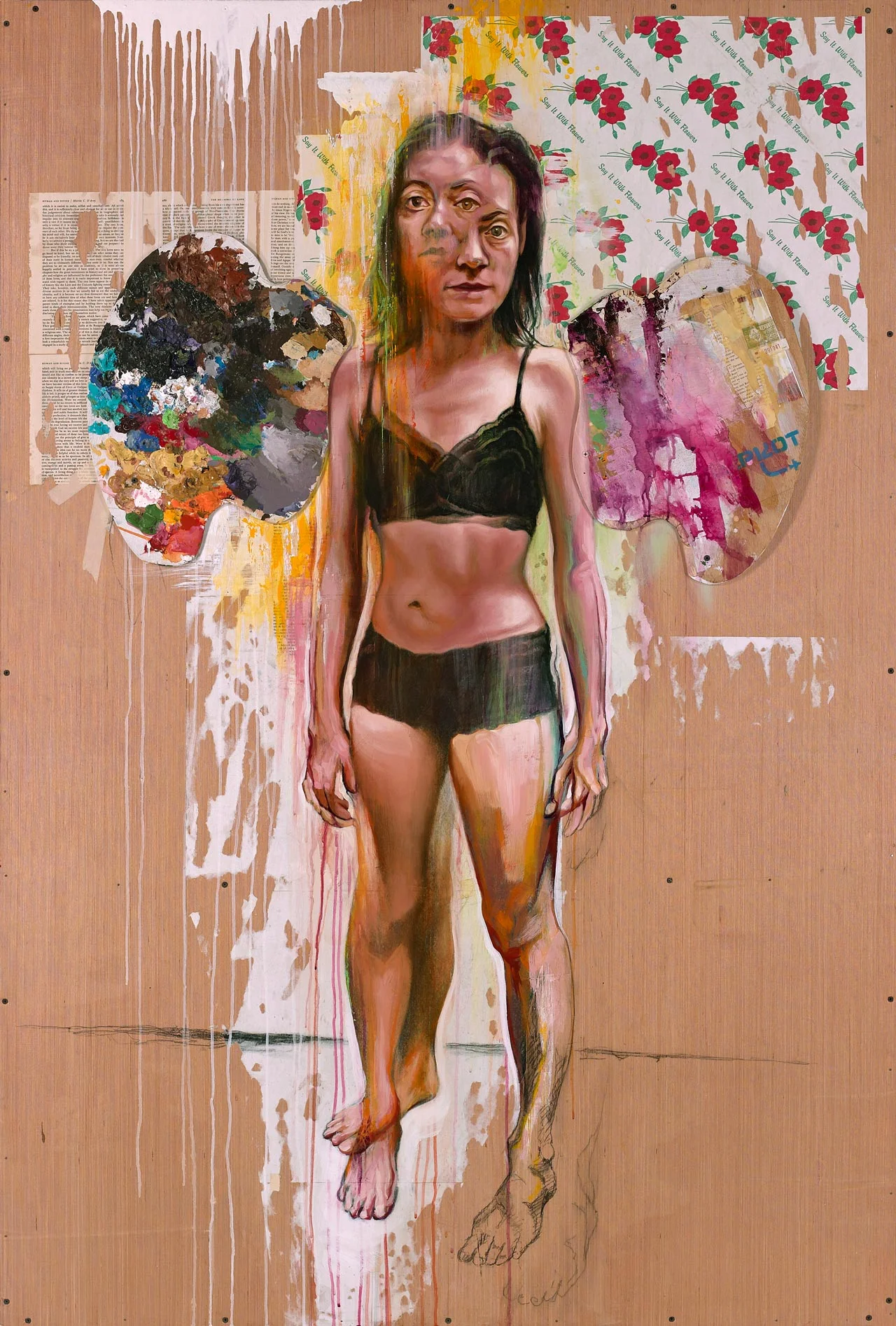Even Jesus Can’t Save Us Now Mixed Media on Wood Panel 48in x 72in
