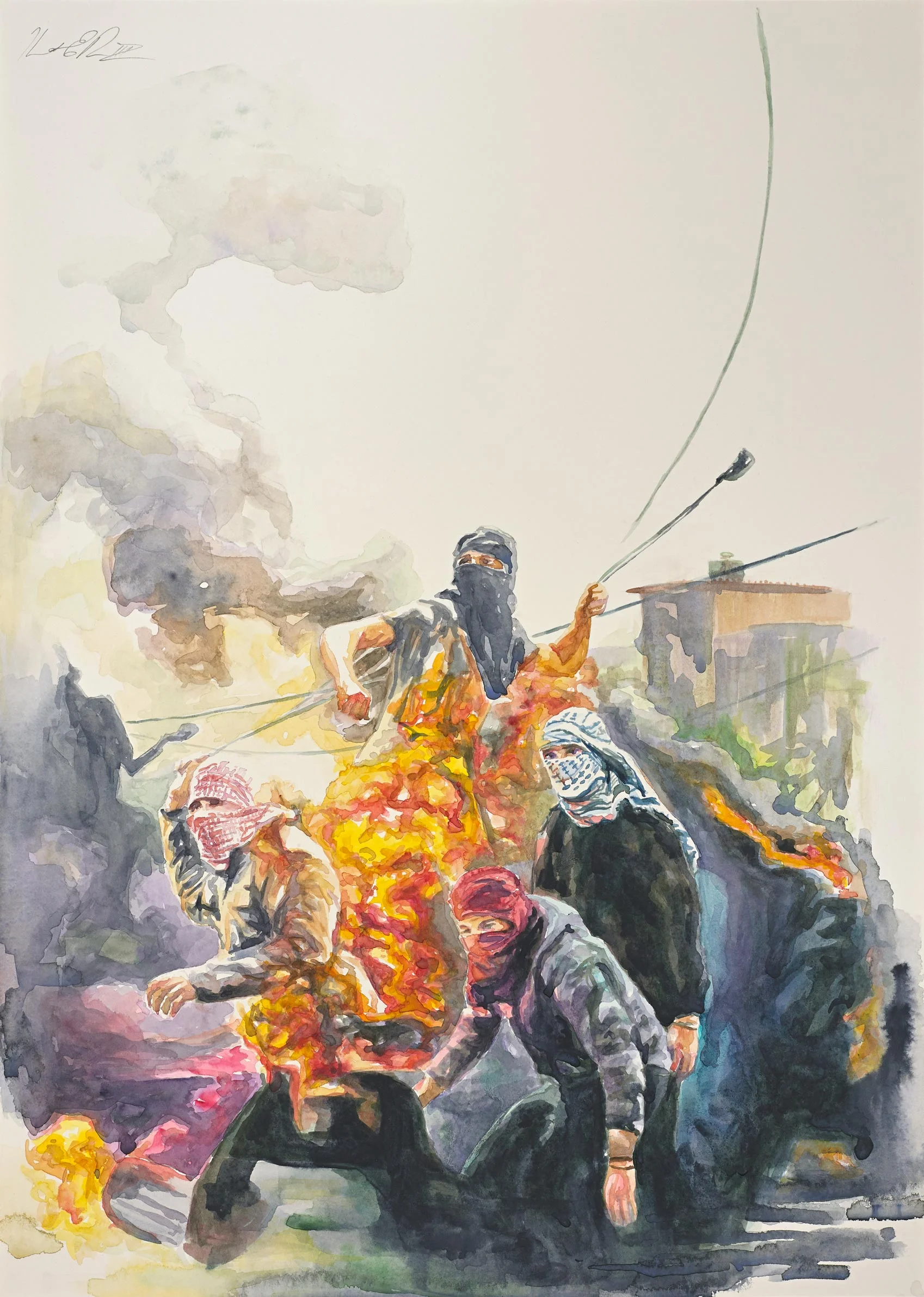 Redemptive Rage, Study Watercolor on Paper 14in x 20in