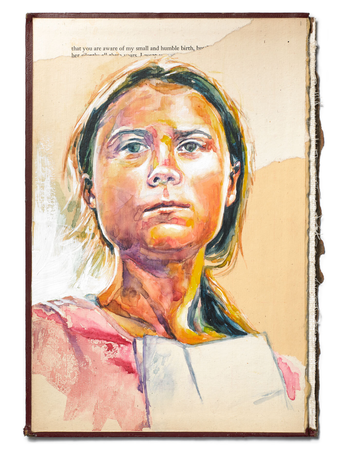    RESIST Portrait: Literary Series, That You Are Aware   Watercolor on Book Cover 7in x 10.25in (Framed 11in x 14in) 