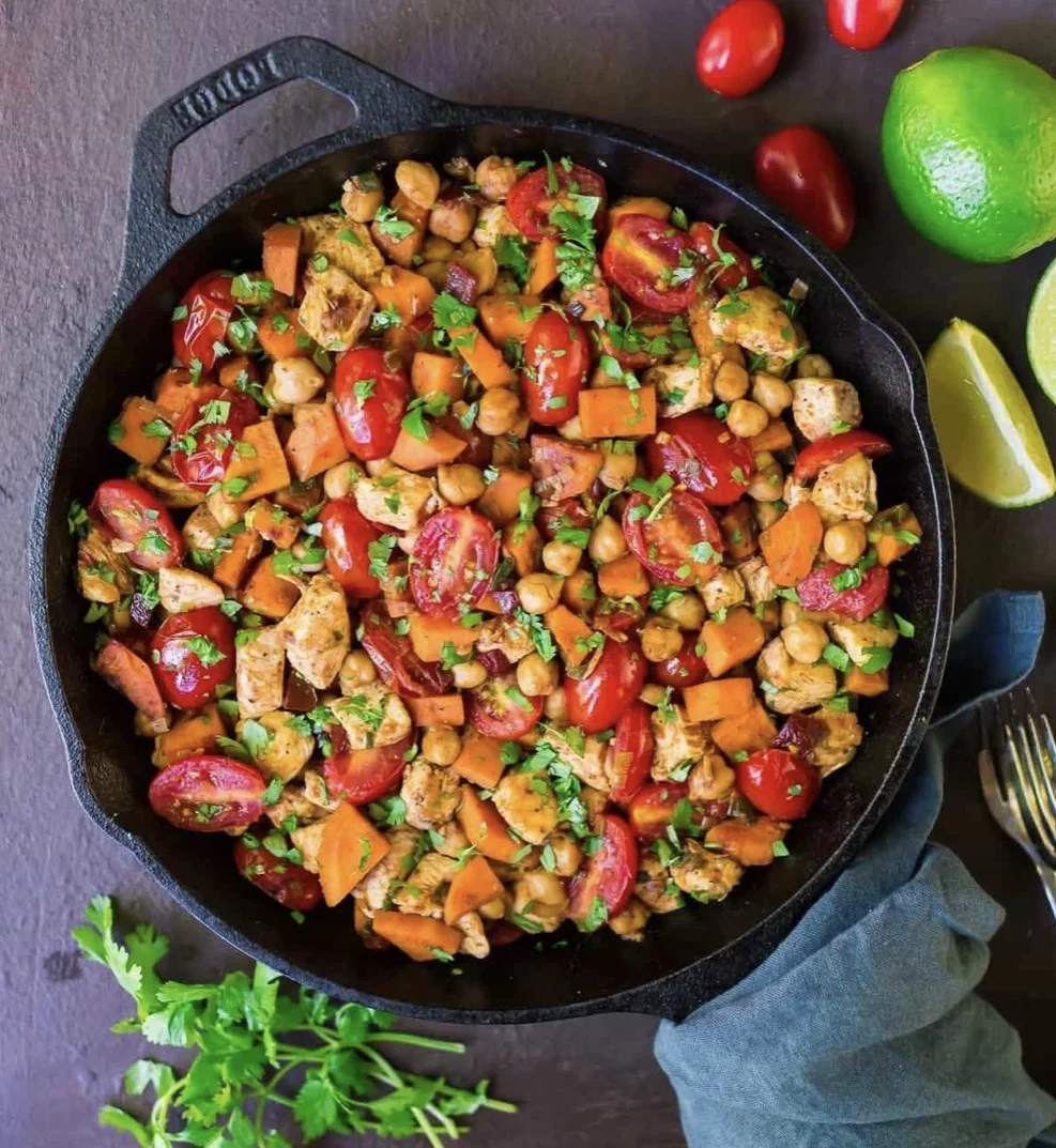 Chipotle Chicken Skillet with Sweet Potatoes and Chickpeas
