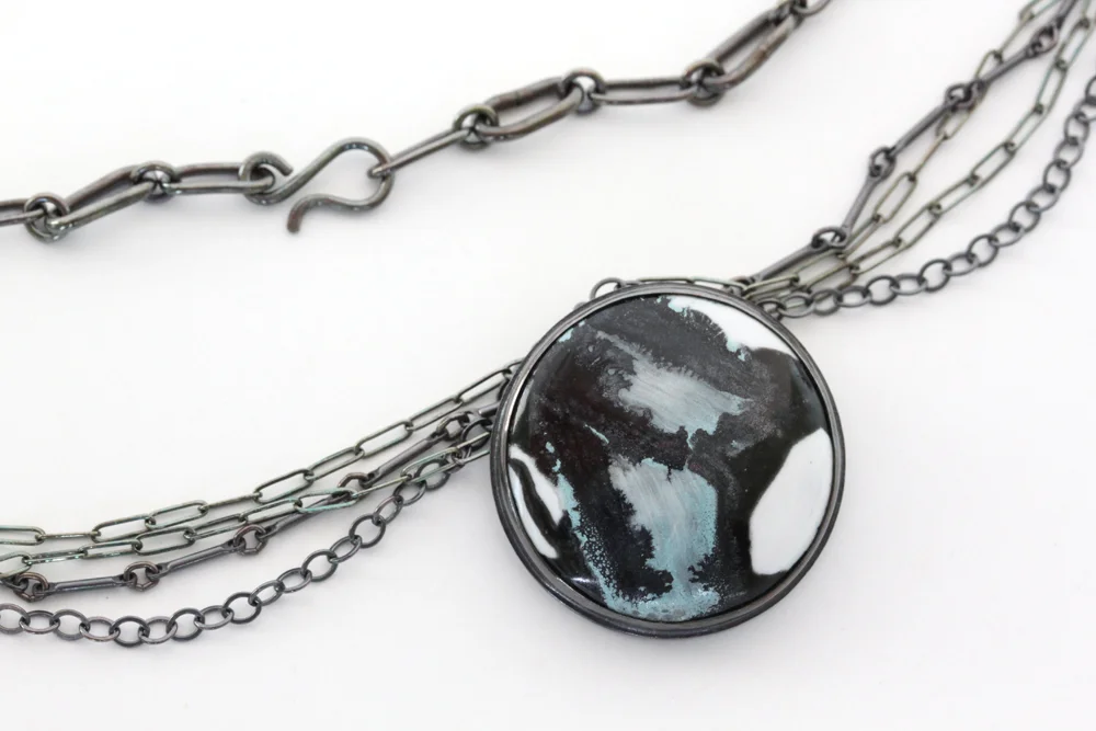 Untitled Study II sterling silver, copper, vitreous enamel, patina