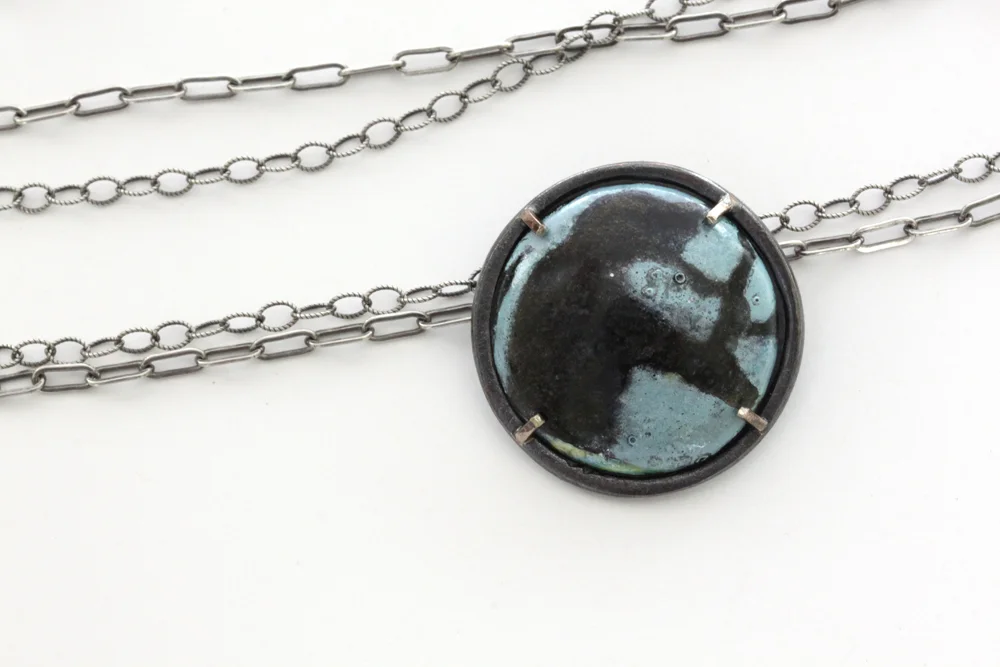 Untitled Study IV copper, vitreous enamel, sterling silver, patina