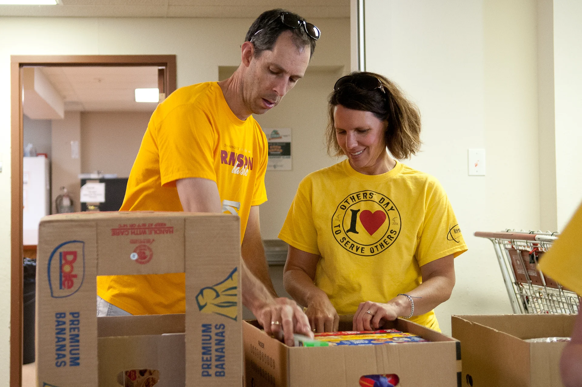 Sorting donated food