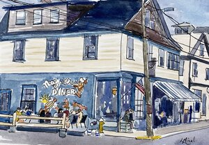 SOLD  Noah's Restaurant, Ink and Watercolor