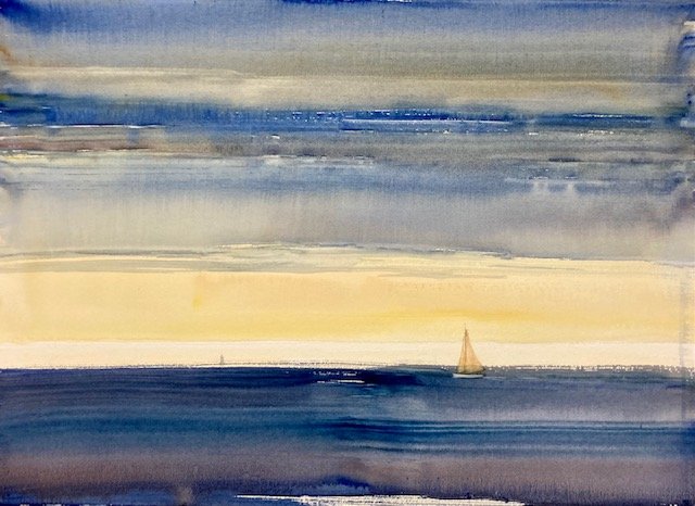 SOLD - Early Sail, Watercolor, 22 X 30"