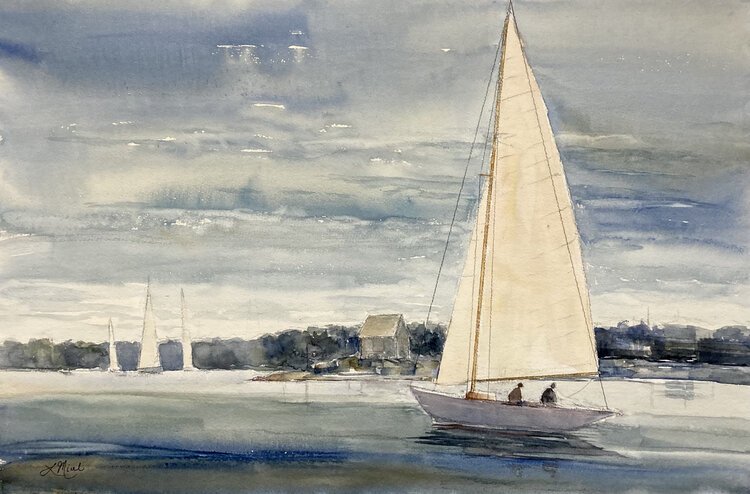 SOLD - Afternoon Sail, Watercolor, 15 X 22"