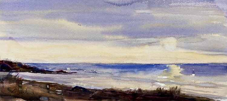 SOLD - MiddleFarms Beach, Watercolor, 7 X 14"