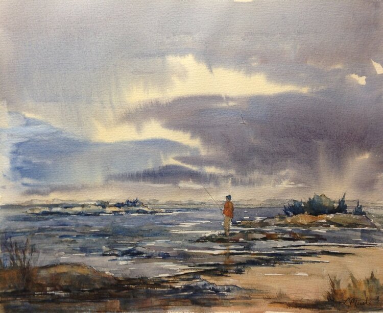 SOLD - New London Fisherman, Watercolor