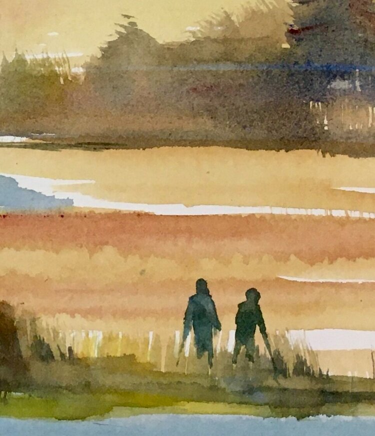 SOLD - At the Marsh, Barn Island, Watercolor
