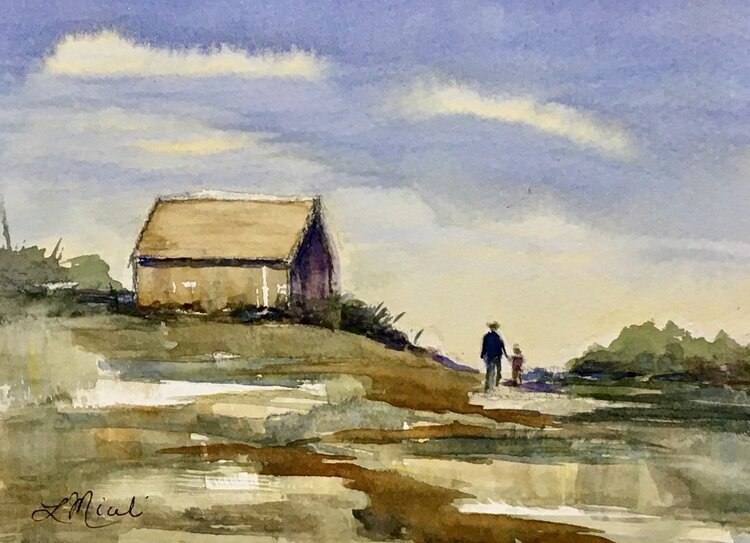 SOLD - The Walk Home, Watercolor