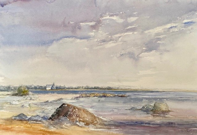 View of the Bay, Class Demo, Watercolor, 15 X 22", $650.00 framed 