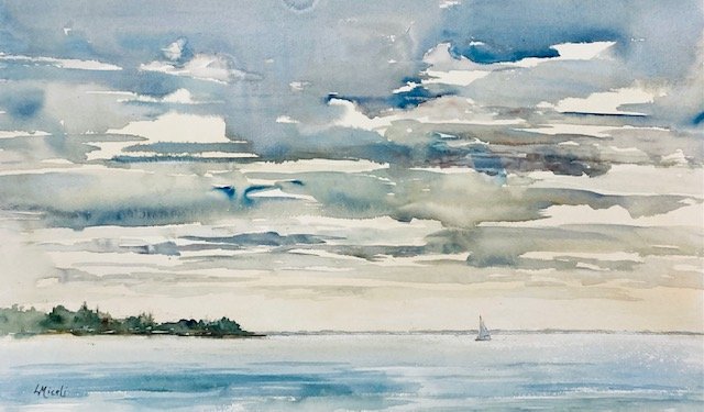 South Beach Morning, Plein Air, 12 X21'. at Fishers Island Community Center