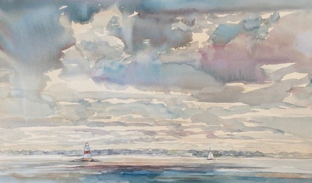 SOLD - Wiew of Latimer's Light, Plein Air watercolor