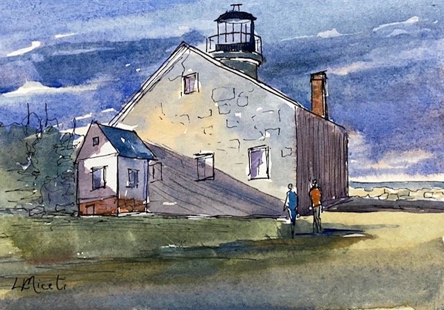 SOLD - Stonington Lighthouse Museum, 5X7" $100