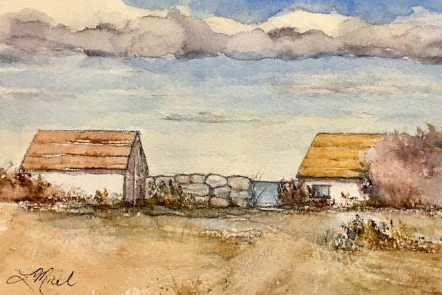 SOLD  The Beach Houses, Watercolor