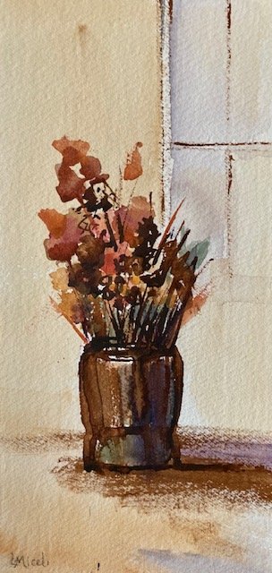 SOLD - Dried flowers, Ink and Watercolor, 10 X 5" 