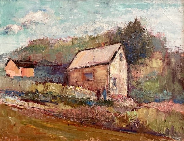 SOLD - Summer Garden, Florence Griswold, Class demo, 11 X 14'"