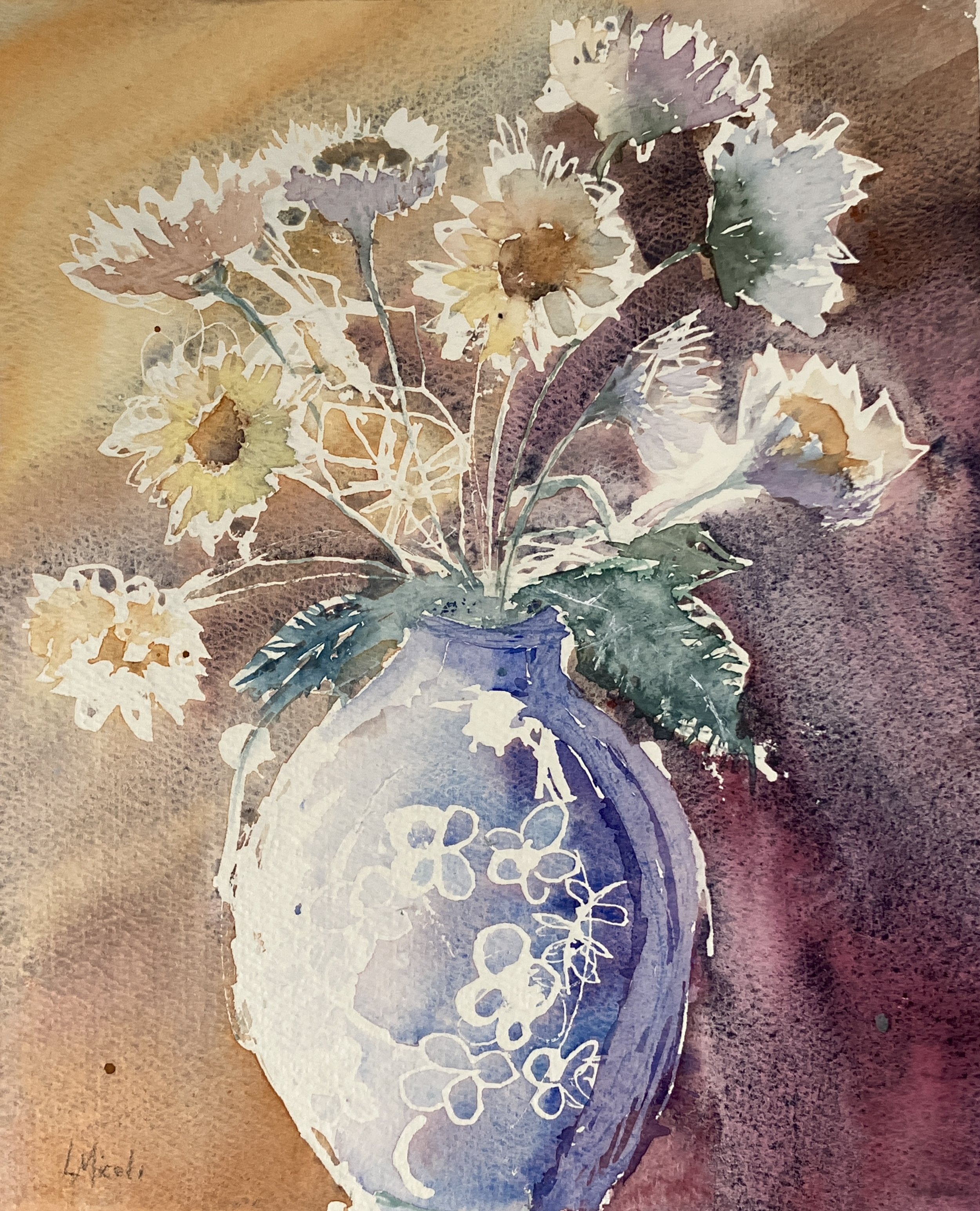 The Light Side of flowers, 8X10" watercolor