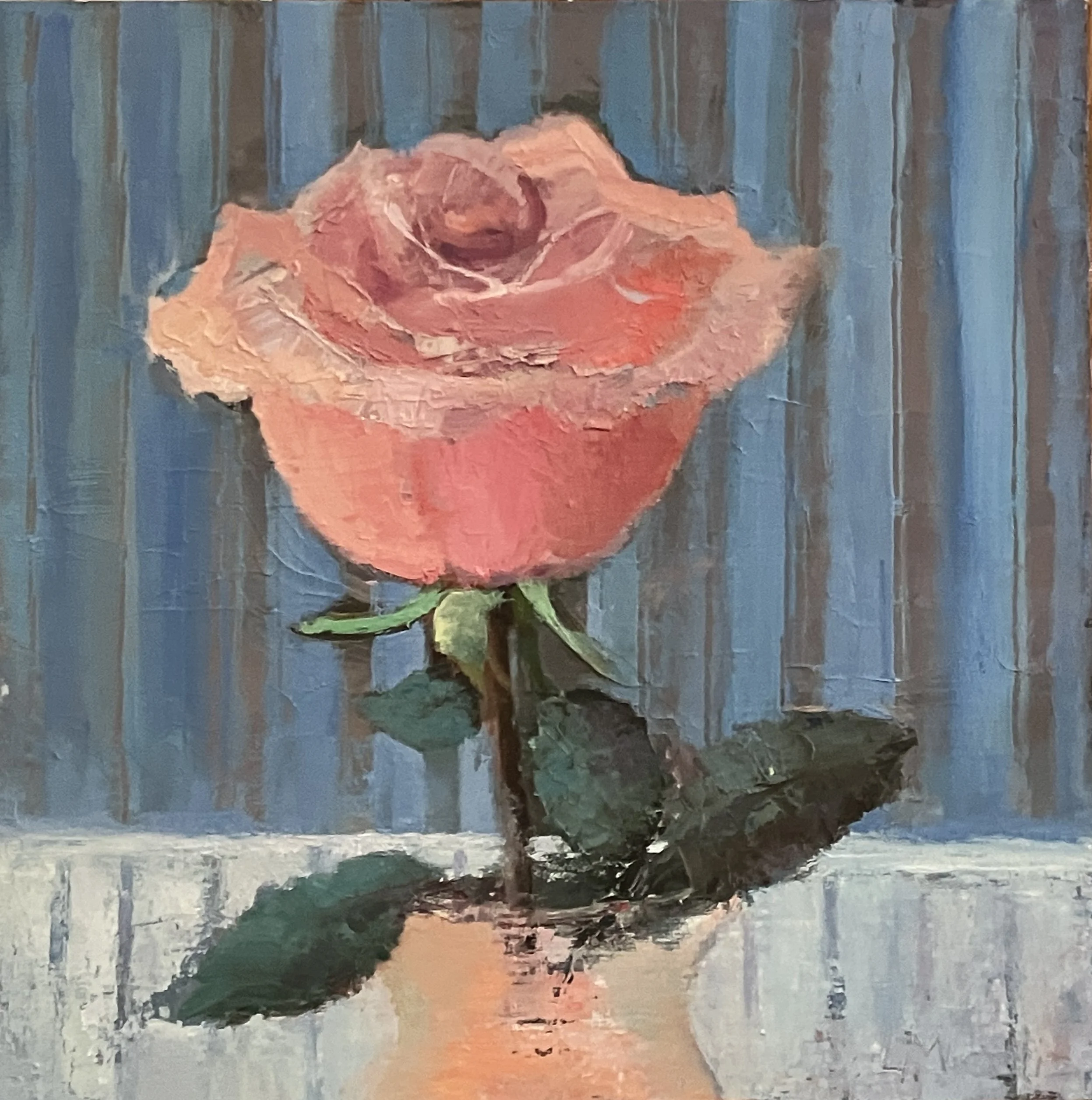 One rose, 10X10" oil on board