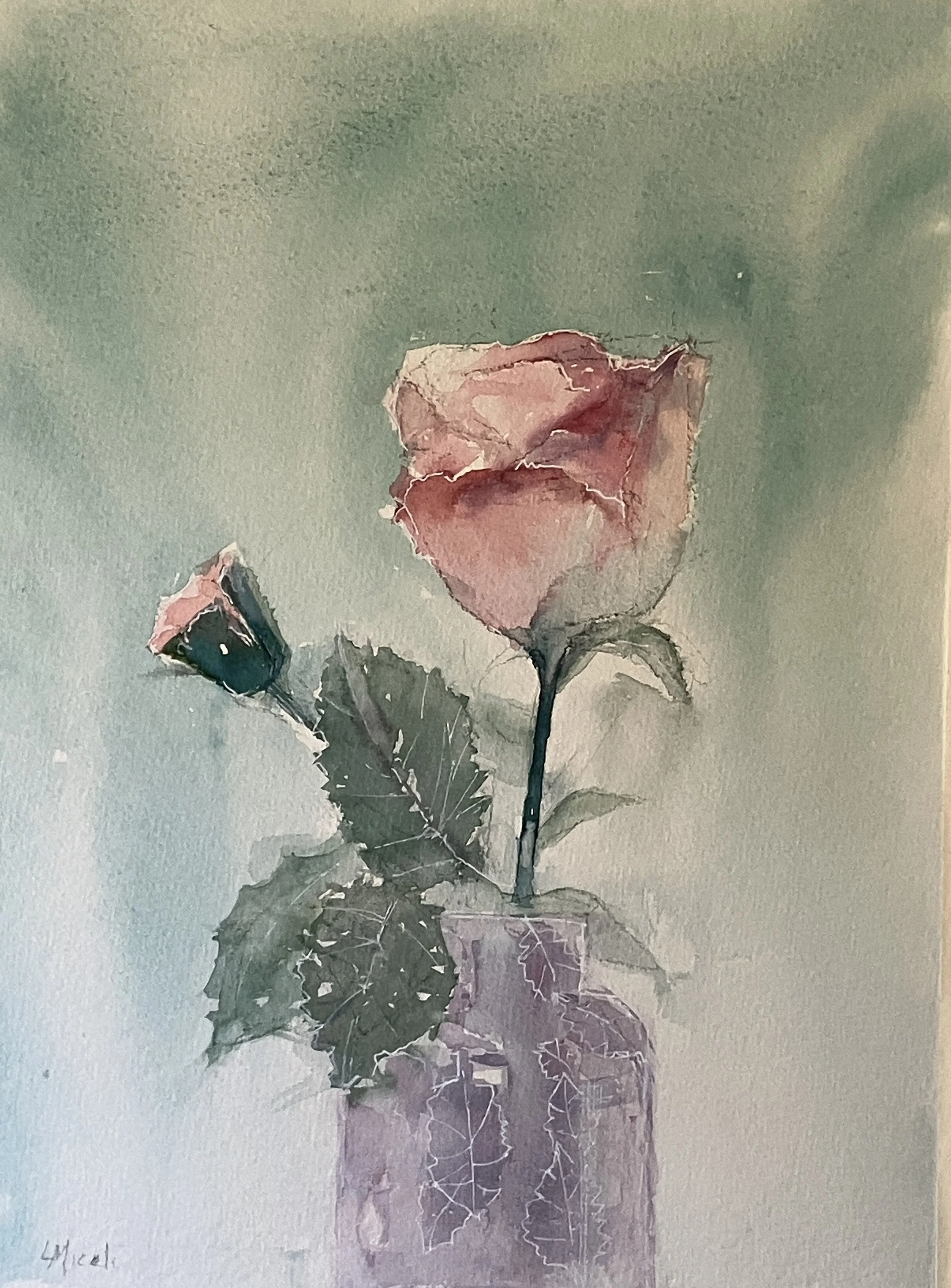 Two Roses, workshop demo, 11 x14" watercolor