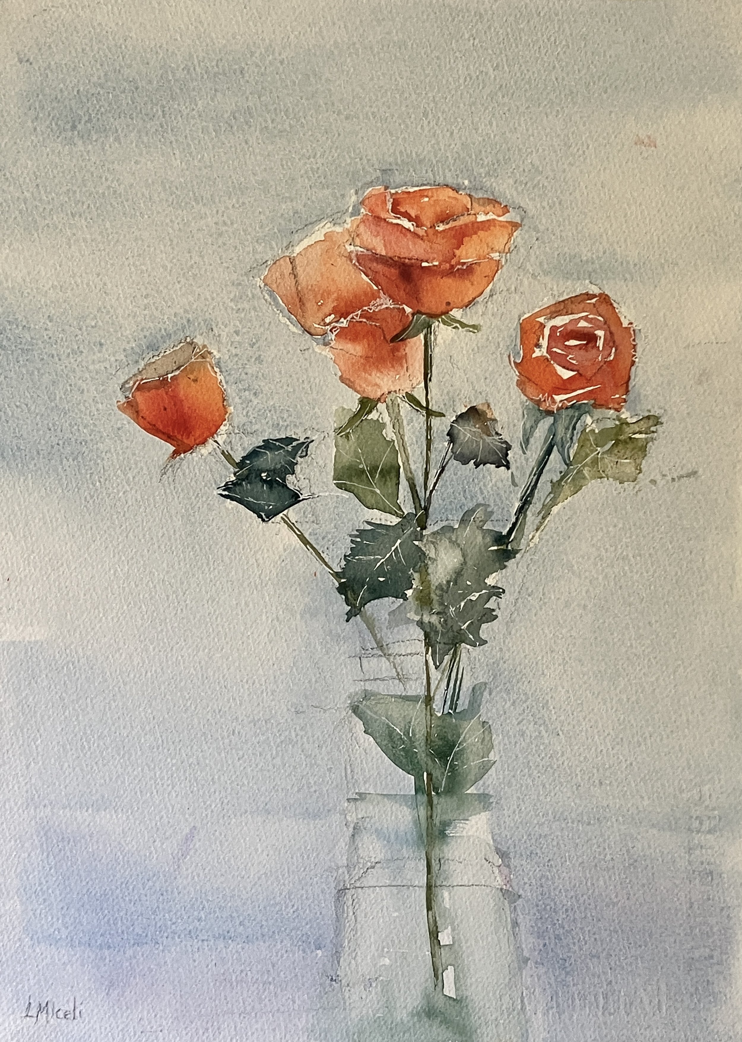 Roses, workshop demo, 11X14" watercolor