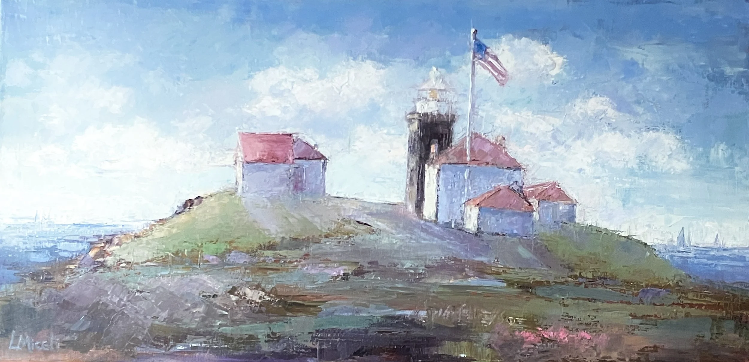 Watch Hill Light, 12 X 24" oil on canvas