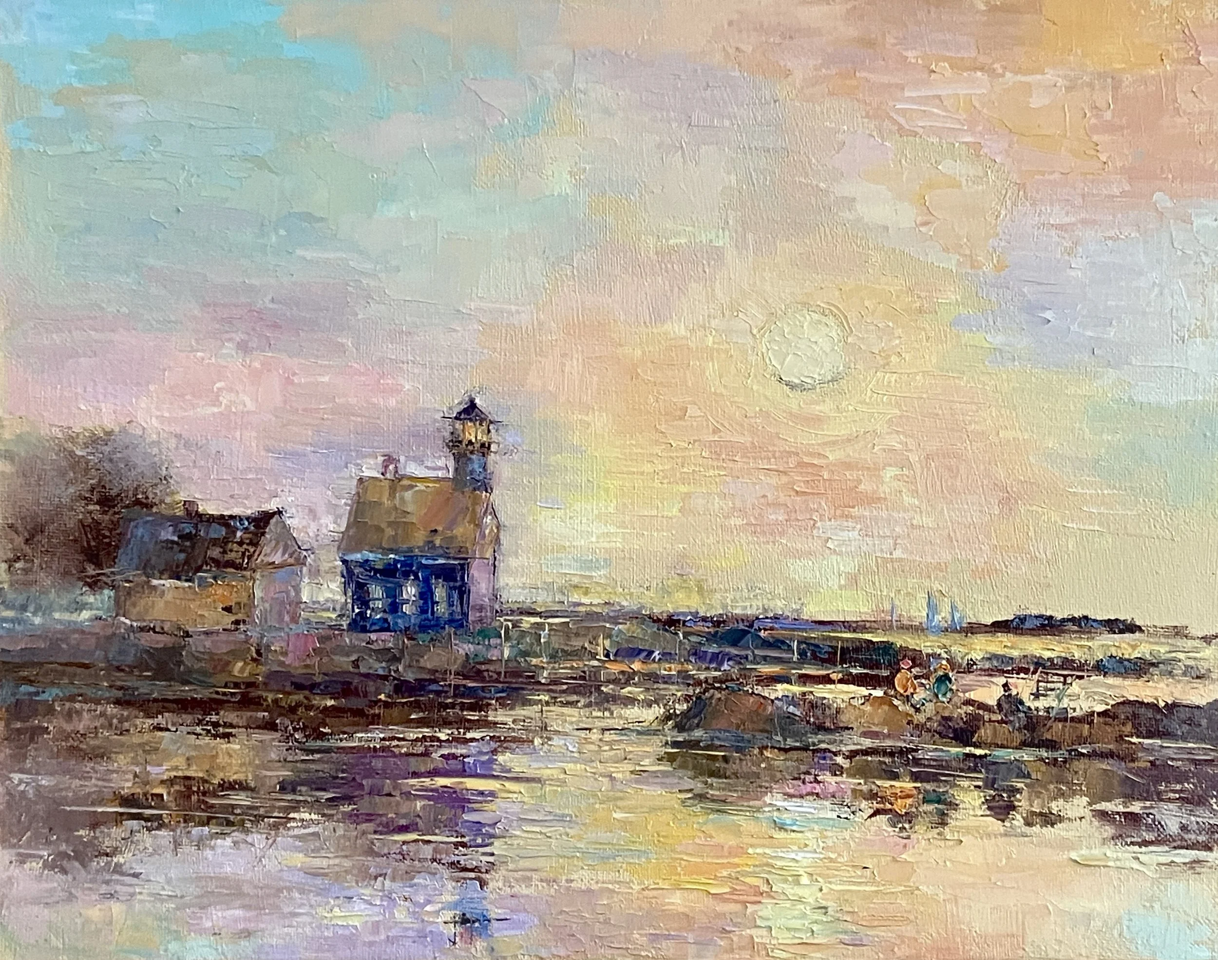 Fishing at Morgan Point, 11X14 oil on canvas